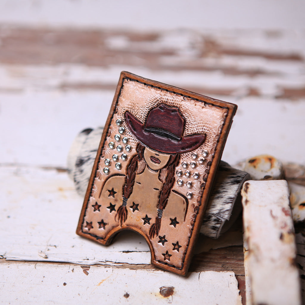 Brunette Cowgirl Card Holder Wallet