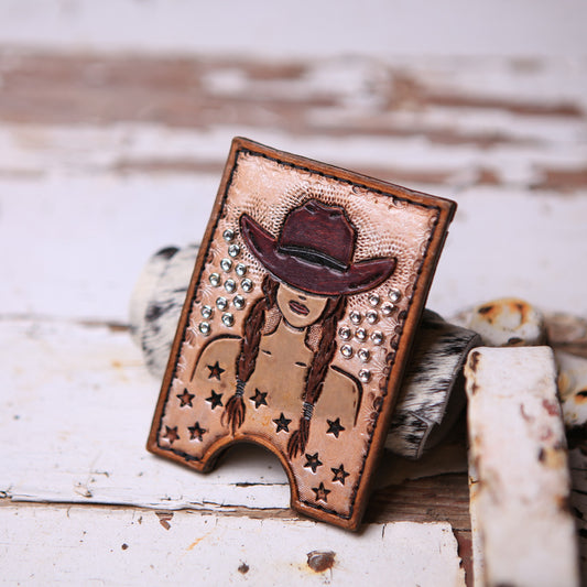 Brunette Cowgirl Card Holder Wallet