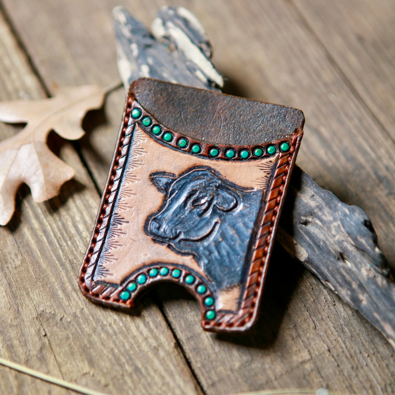 Antiqued Black Angus Card Holder