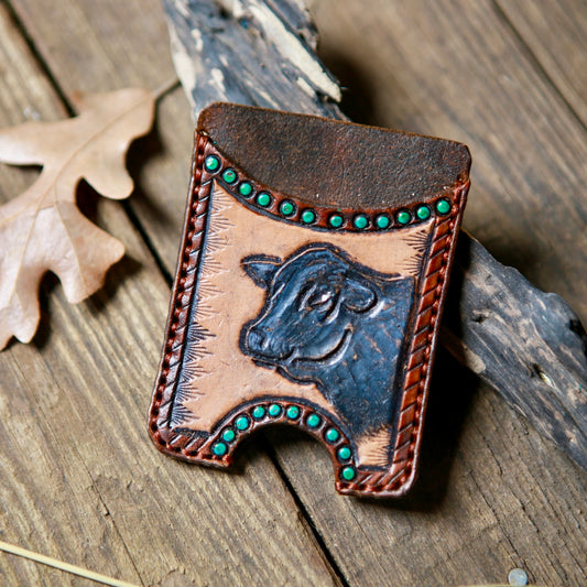 Antiqued Black Angus Card Holder