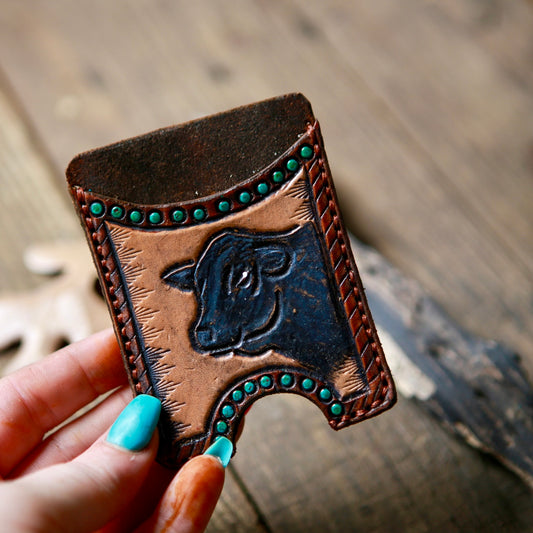 Antiqued Black Angus Card Holder