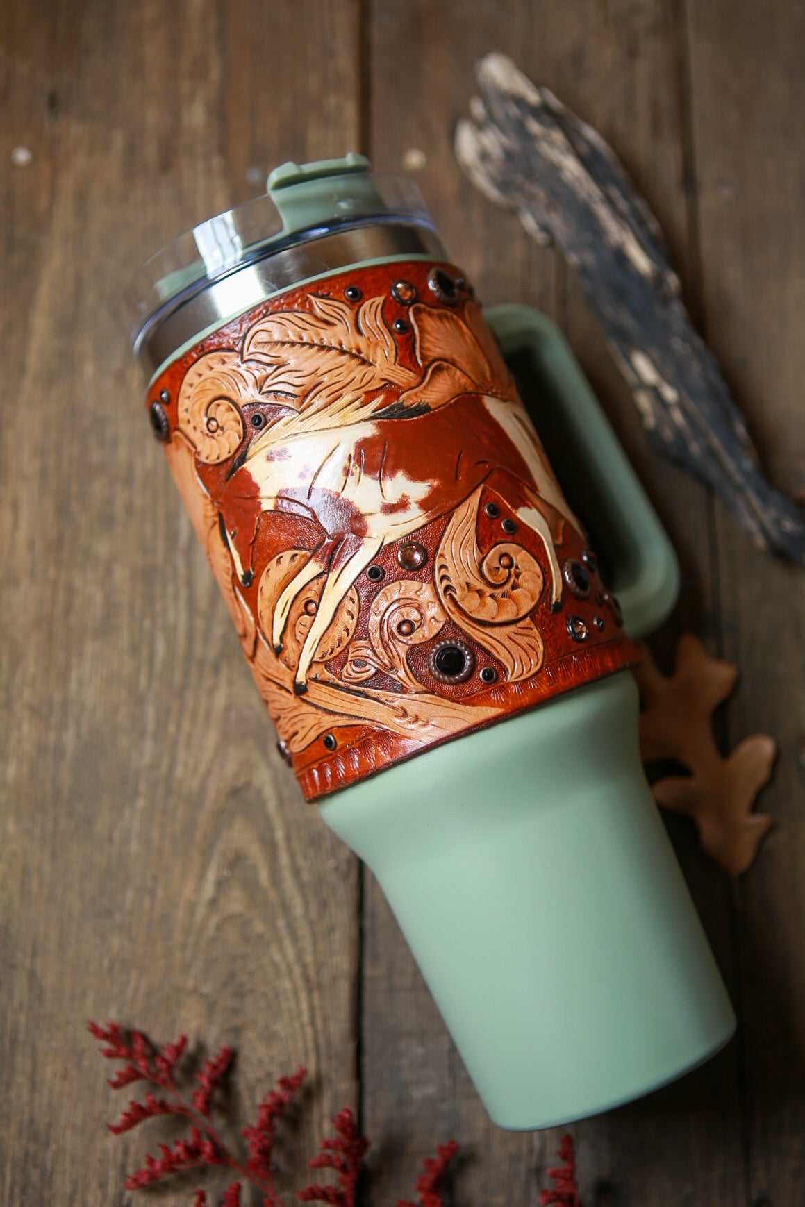 Sepia Paint Horse Wrap & Tumbler