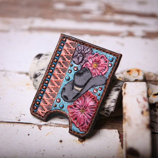 Cowboy Hat and Florals Card Holder Wallet