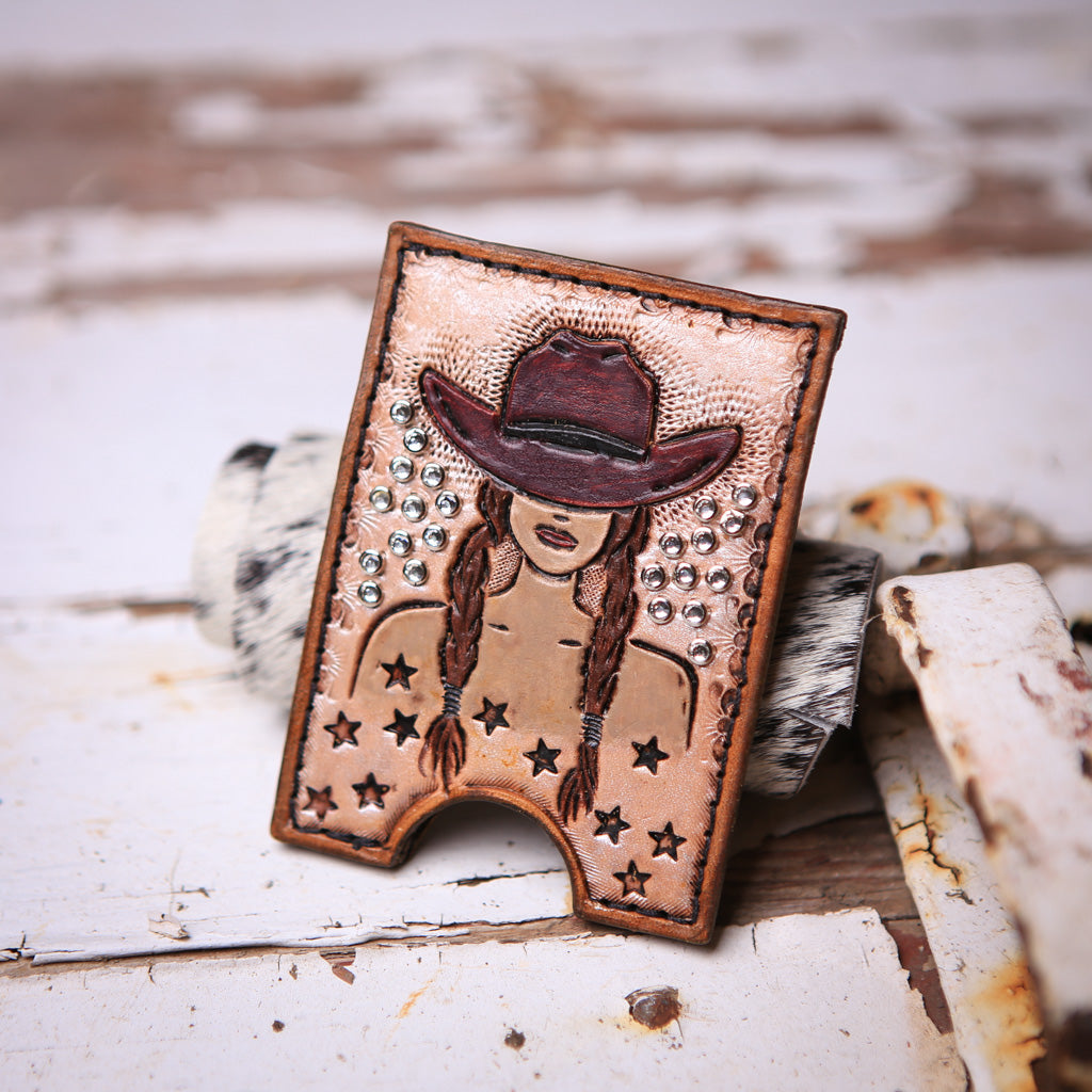 Brunette Cowgirl Card Holder Wallet